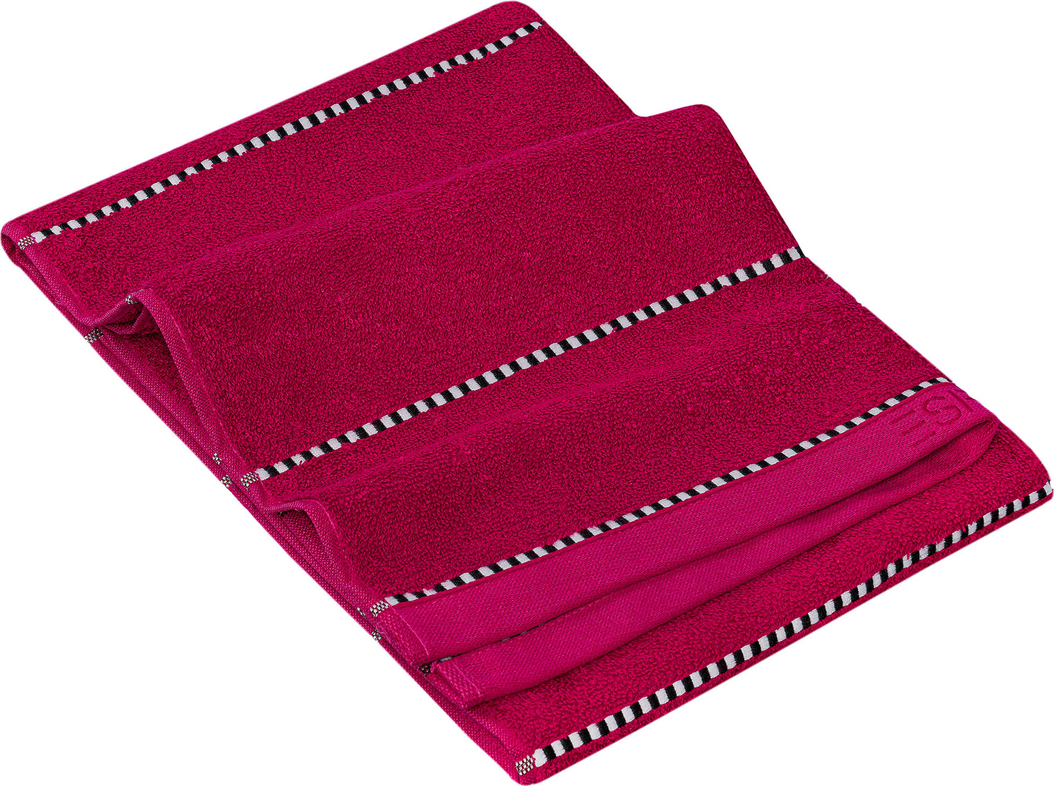 Esprit Handtuch Box Stripes, Webfrottier (1-St), hohe Saugfähigkeit raspberry