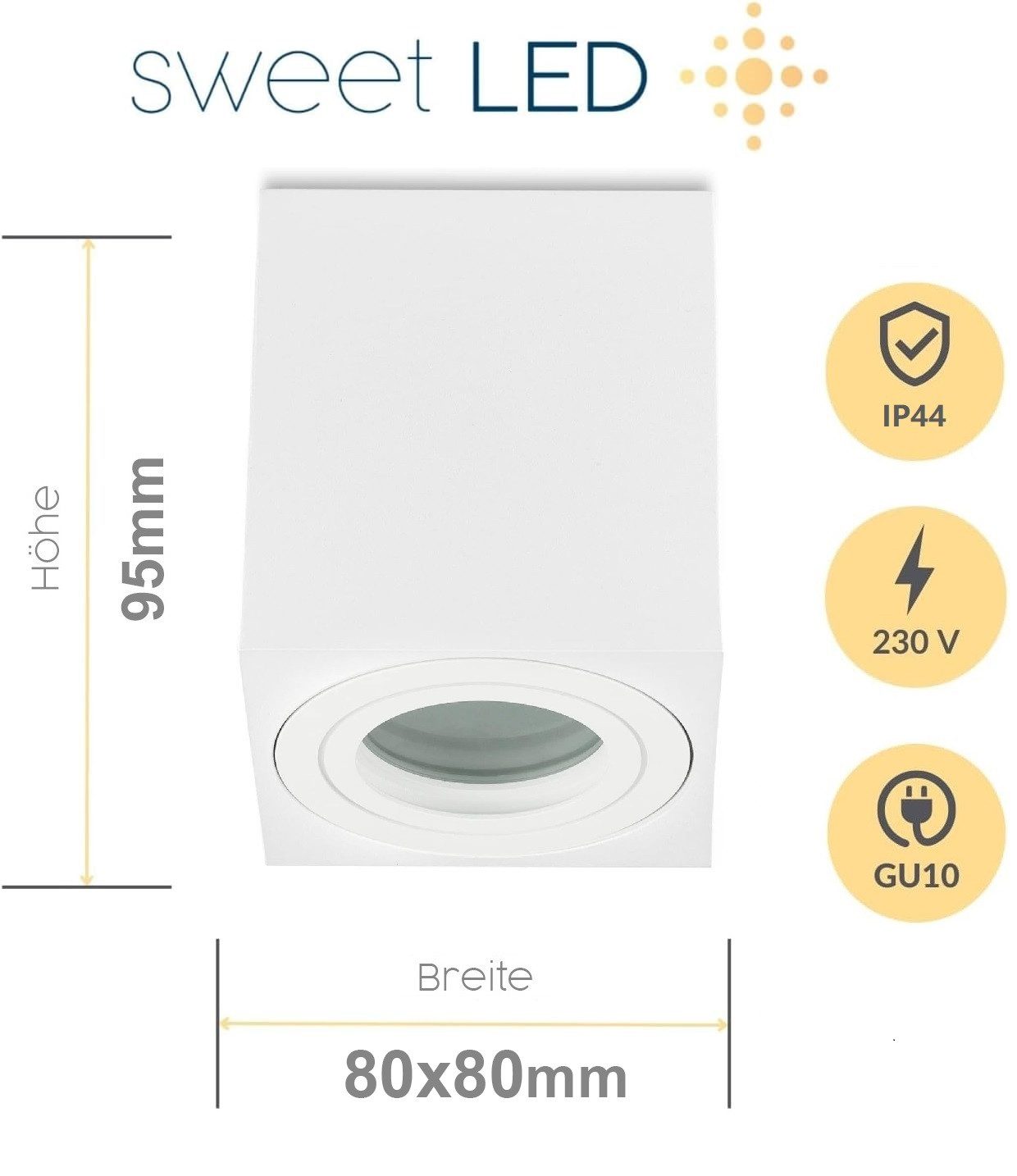 Sweet LED Aufbauleuchte Bad eckig GU10 günstig online kaufen