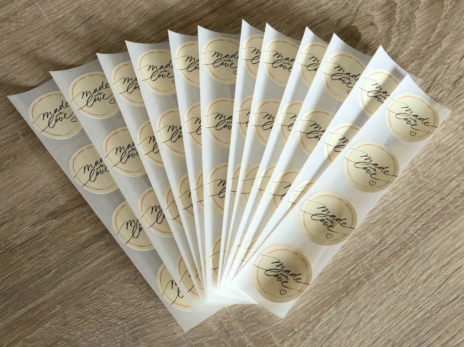 Clever-Kauf-24 Etiketten 48 Stück selbstklebende hochwertige Etiketten "Made with Love"