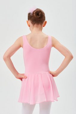 tanzmuster Chiffonkleid Ballett Trikot Minnie mit Chiffon Röckchen Ballettkleid für Mädchen aus wunderbar weichem Baumwollmaterial