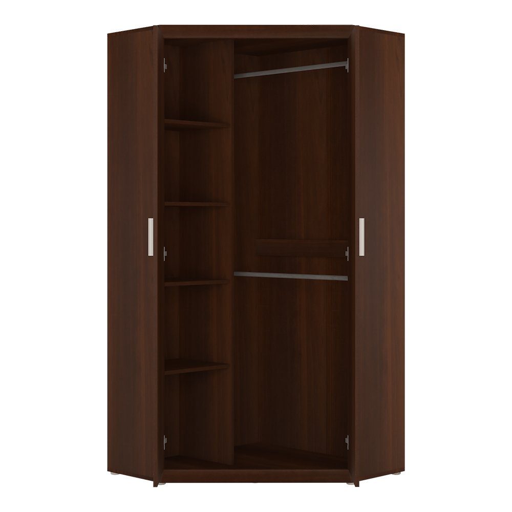 Lomadox Eckschrank IMPERIA-129 Schrank Garderobenschrank Eckschrank Nussbaum Wohnzimmer Flur braun