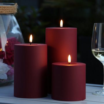 Deluxe Homeart LED-Kerze MIA für Deluxe für Außen flackernd H: 15cm D: 10cm dunkelrot outdoor (1-tlg)