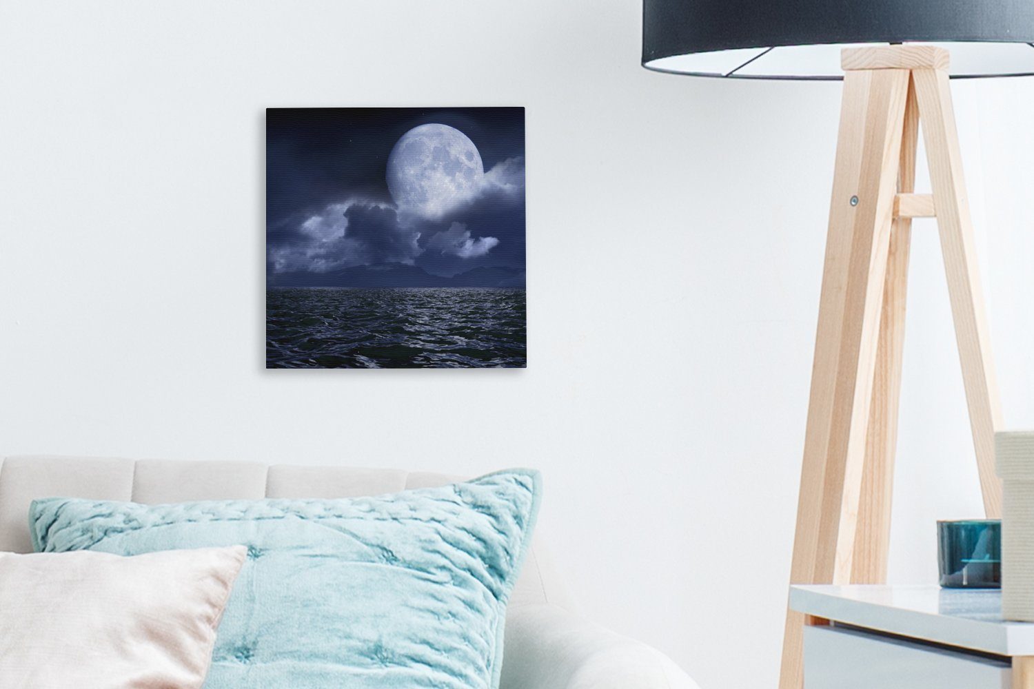 OneMillionCanvasses® Leinwandbild Mond - Wohnzimmer - Leinwand Bilder Meer Horizont, Schlafzimmer (1 für St)
