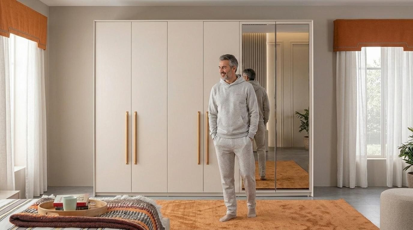 JVmoebel Kleiderschrank Schrank Modern Beige Architektonisch Geräumig Zuverlässig Gemütlich (1-St) Made in Europa