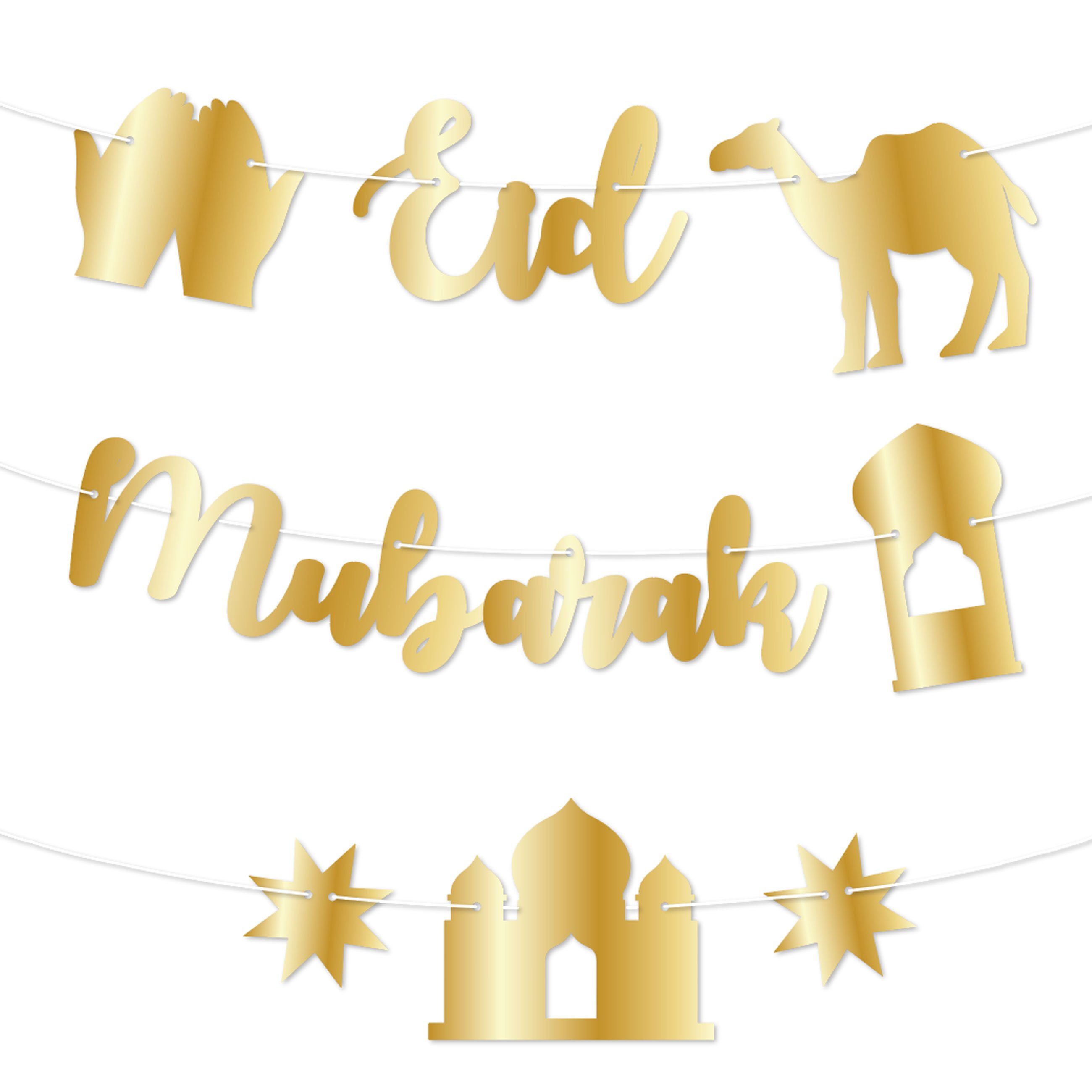 PAPIERDRACHEN Girlande 10m Girlande als Dekoration für Ramadan - Deko zum Basteln für Kinder, wunderschöne dekorative Gestaltung zu Ramadan