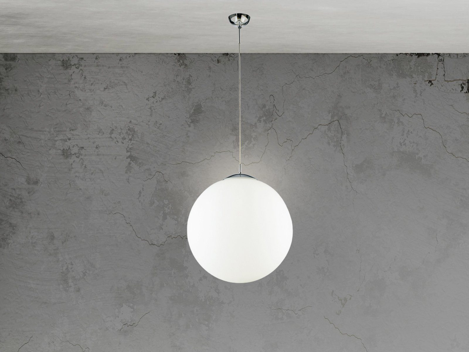 Luce Ambiente Design LED Pendelleuchte mit Glas-Kugel Lampenschirm, Ø 35cm, Dimmfunktion, LED wechselbar, Warmweiß, Retro Hängelampe einflammig, Kugel-Lampe hängend über Esstisch
