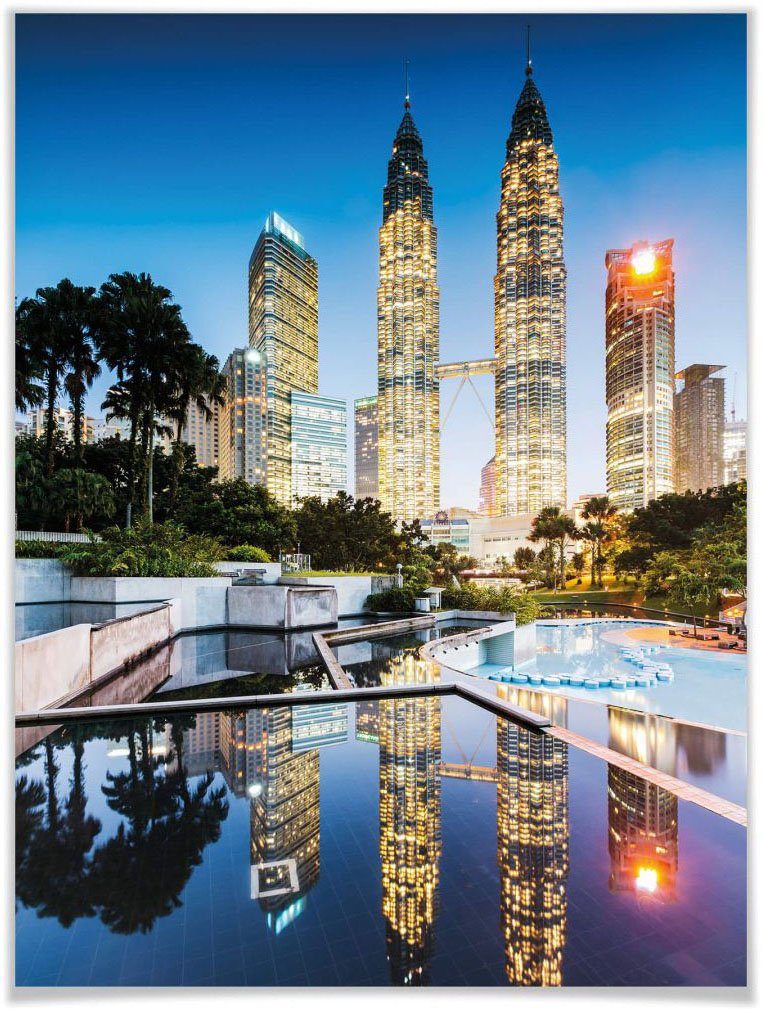 Wall-Art Poster Petronas Towers Nacht, Gebäude (1 St), Poster, Wandbild, Bild, Wandposter | Poster