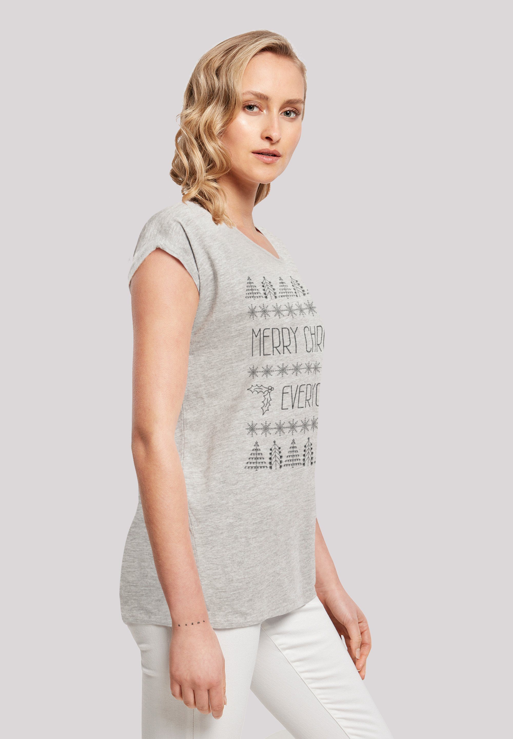 Christmas T-Shirt grey Print Weihnachten Merry F4NT4STIC Everyone heather