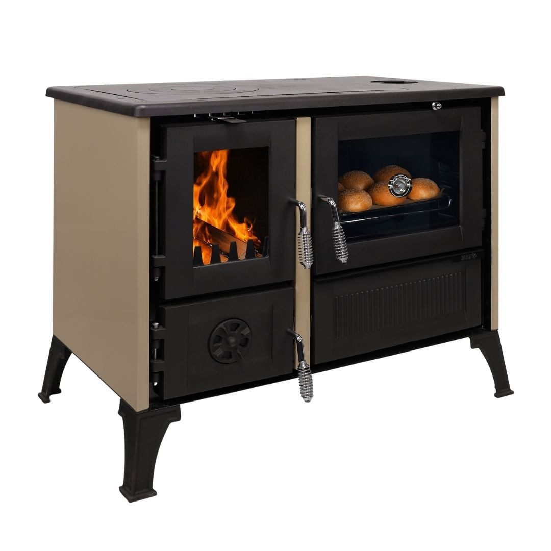 365 Kaminofen 365® Küchenherd Cook Smart beige emailliert 8 kW Gusseisen A+, 8 kW