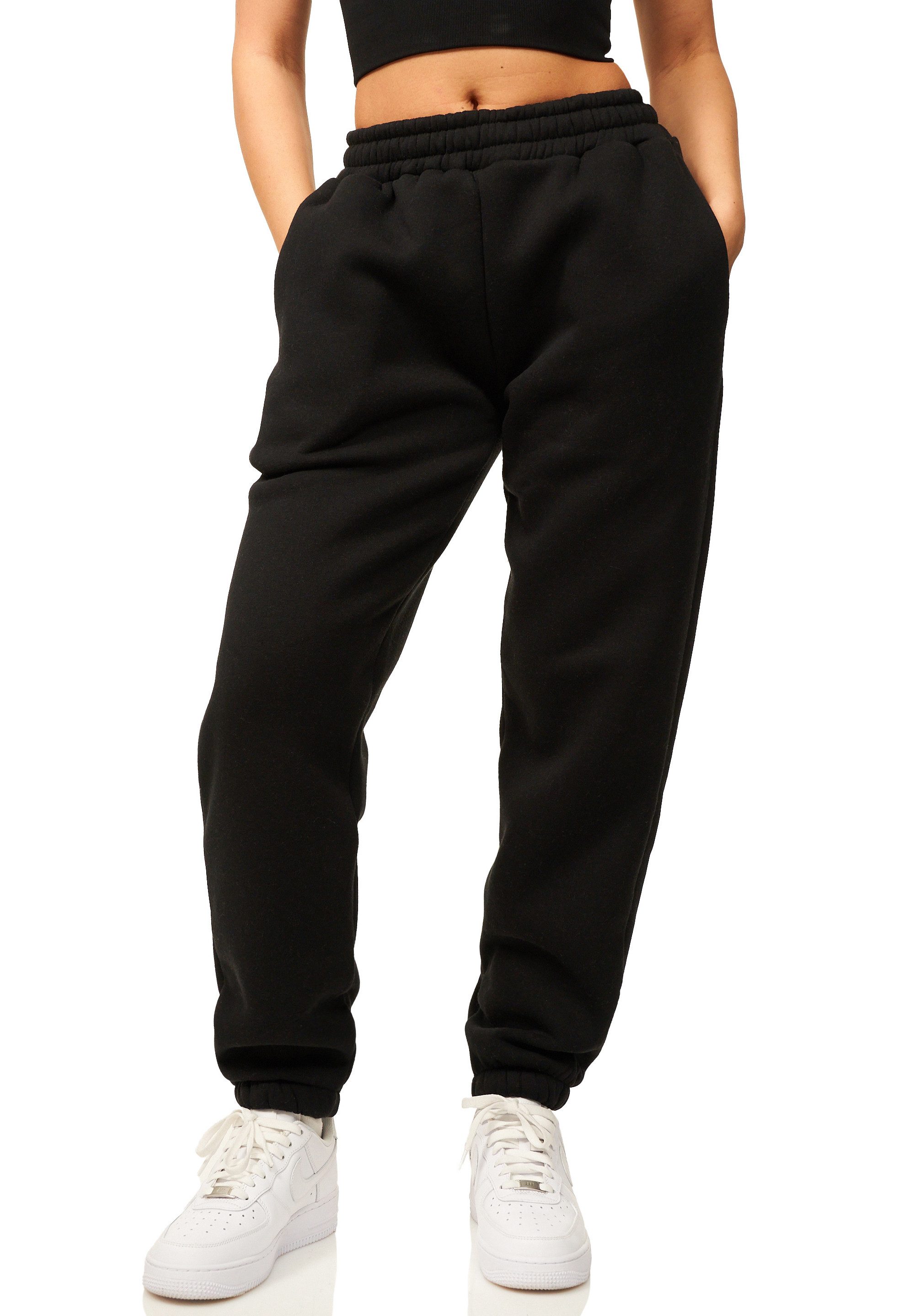 DAILY COTTON Jogginghose im Straight-Fit als Lange Trainingshose Sweatpants Damen Freizeithose mit Bündchen aus Baumwolle