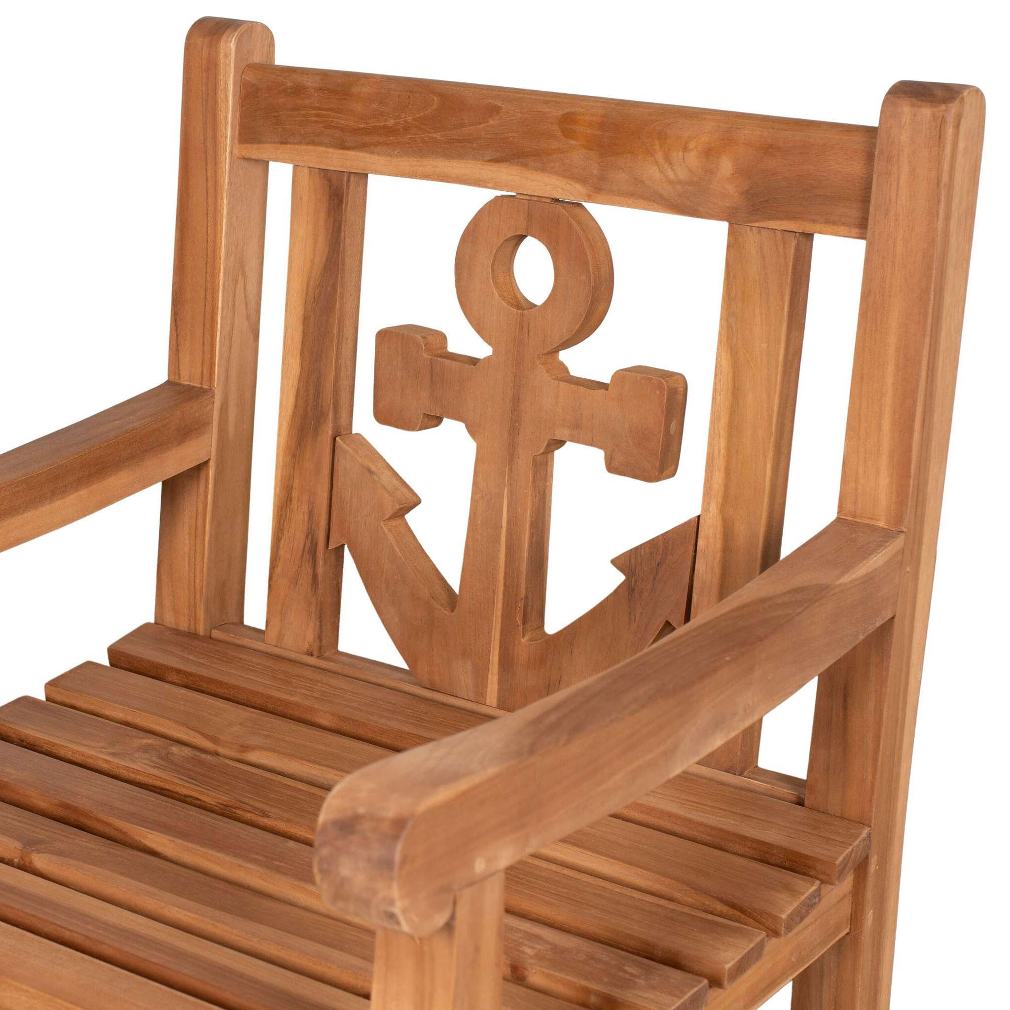 bene living Gartensessel Anker - Teakholz (1-St), geschwungende Armlehnen - Rückenlehnen mit Ankermotiv