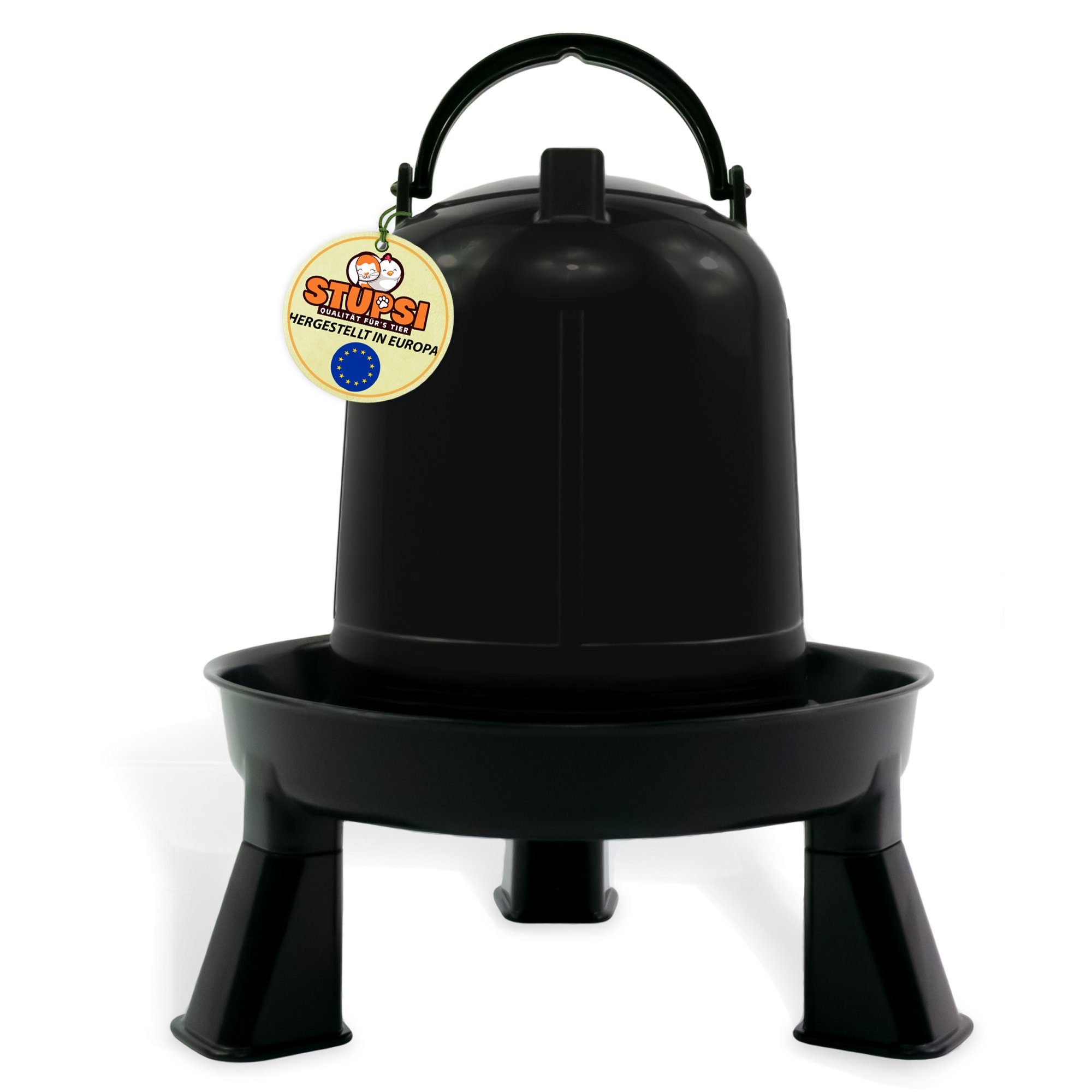 STUPSI - Qualität für´s Tier Trinkautomat Hühnertränke aus recyceltem Kunststoff in schwarz 1.5 l, hergestellt in Europa, 100% recyceltes Kunststoff