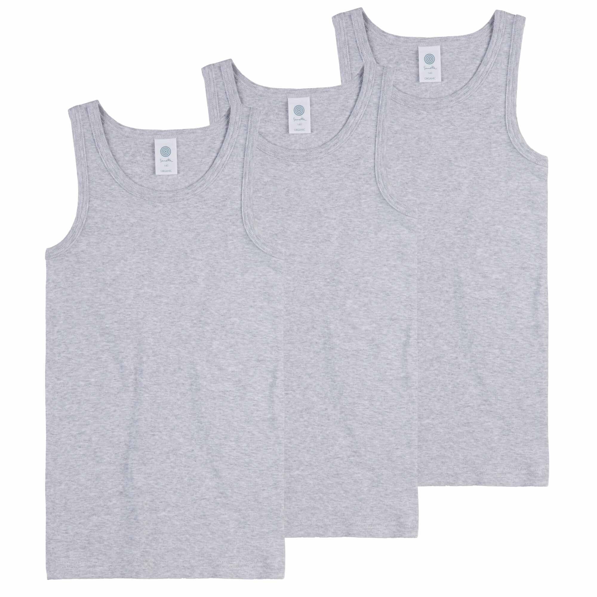 Sanetta Unterhemd Jungen Unterhemden 3er Pack Shirts ohne Arm Top Hellgrau