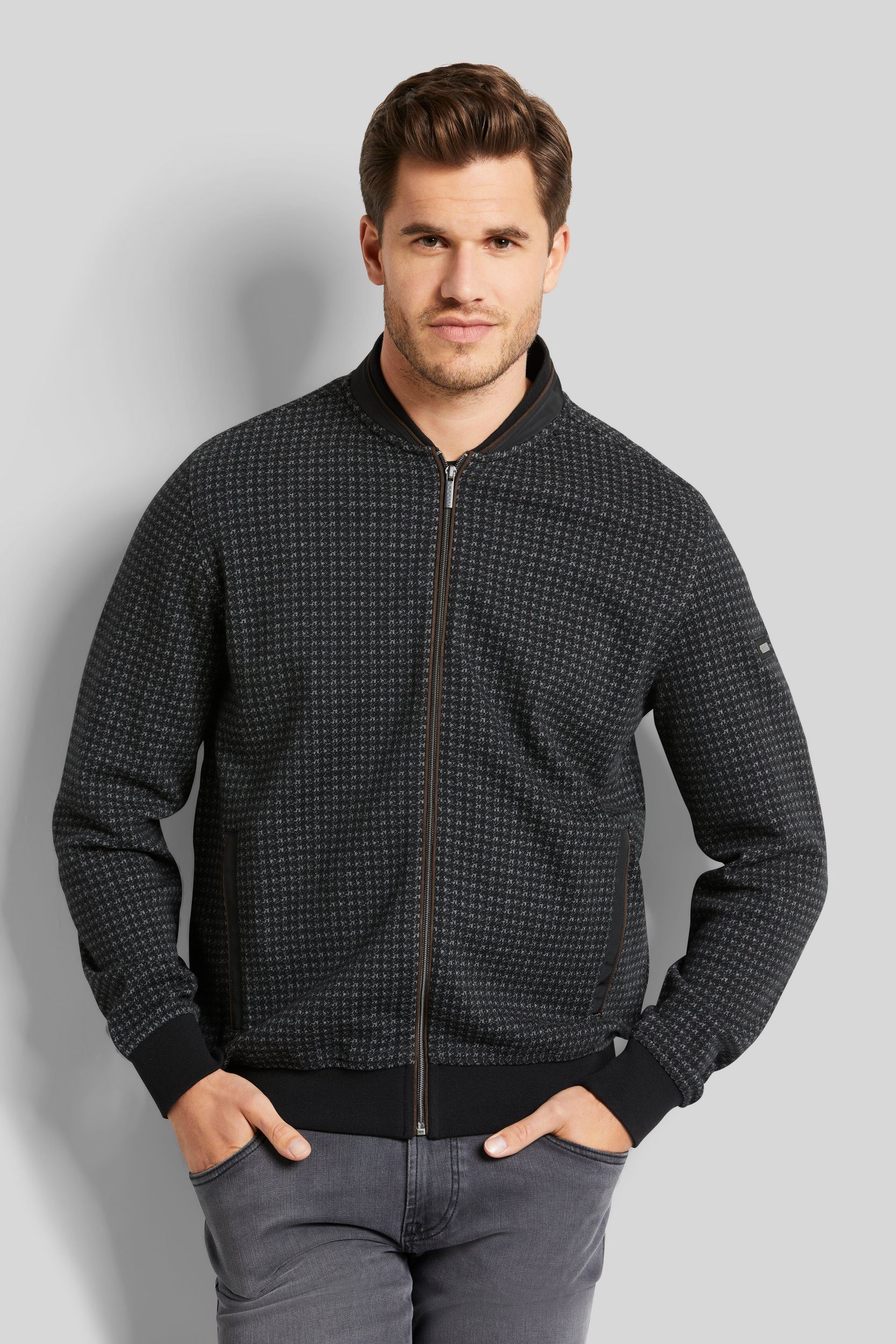 bugatti Sweatjacke mit Collegekragen