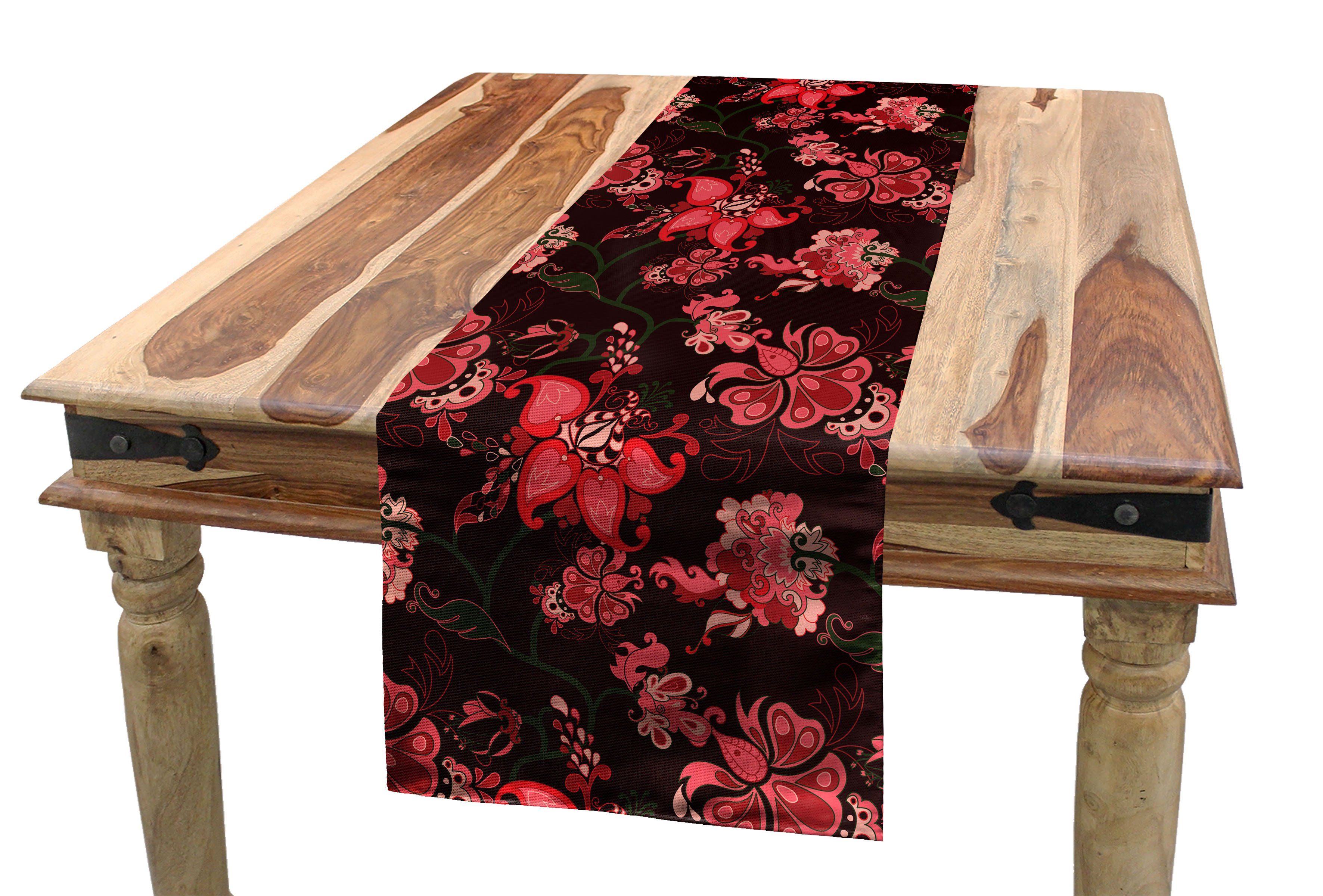 Abakuhaus Tischläufer Esszimmer Küche Rechteckiger Dekorativer Tischläufer, Romantisch Paisley-Blumen-Muster