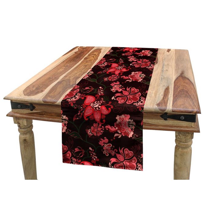 Abakuhaus Tischläufer Esszimmer Küche Rechteckiger Dekorativer Tischläufer Romantisch Paisley-Blumen-Muster