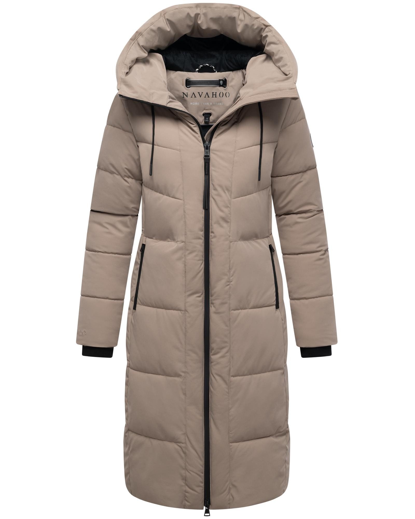 Navahoo Steppmantel Schokokuss XIV Warmer Damen gesteppter Wintermantel mit Kapuze – Bild 4 von 5