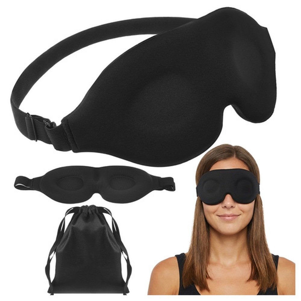 Ruhhy Schlafmaske Augenmaske 3D-verstellbare Schlafmaske, Spar-Set, 2-tlg., Verdunkelung, Ergonomische Form passt sich dem Gesicht an, ohne Druck