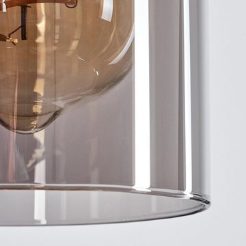 hofstein Pendelleuchte Hängelampe aus Metall/Glas in Schwarz/Rauchfarben, ohne Leuchtmittel, Hängeleuchte mit Glasschirmen (10 cm), Höhe max. 106 cm, 3 x E27