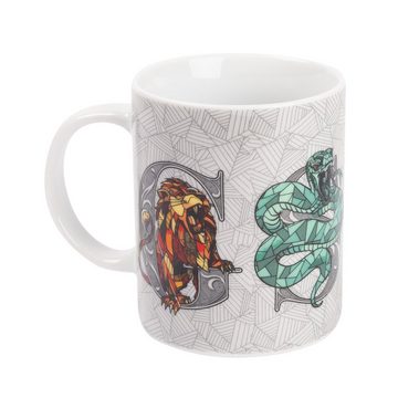 United Labels® Tasse Harry Potter Tasse - 4 Häuser Kaffeetasse aus Porzellan Weiß 320 ml, Porzellan