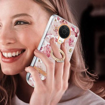 Wigento Handyhülle Für Nokia G20 / G10 Silikon Case TPU mit Ring Flower Motiv 5 Schutz Hülle Cover