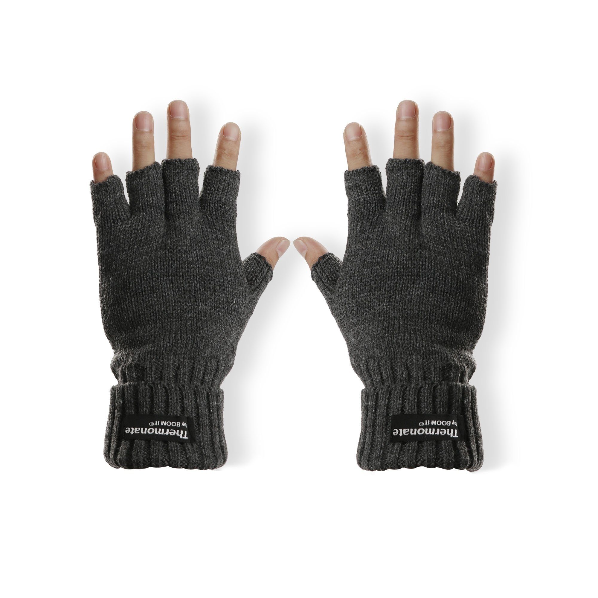 Wolle Winter Fleece Halbfinger Strickhandschuhe Halbfinger Originelli Unisex Strickhandschuh anthrazit Sonia