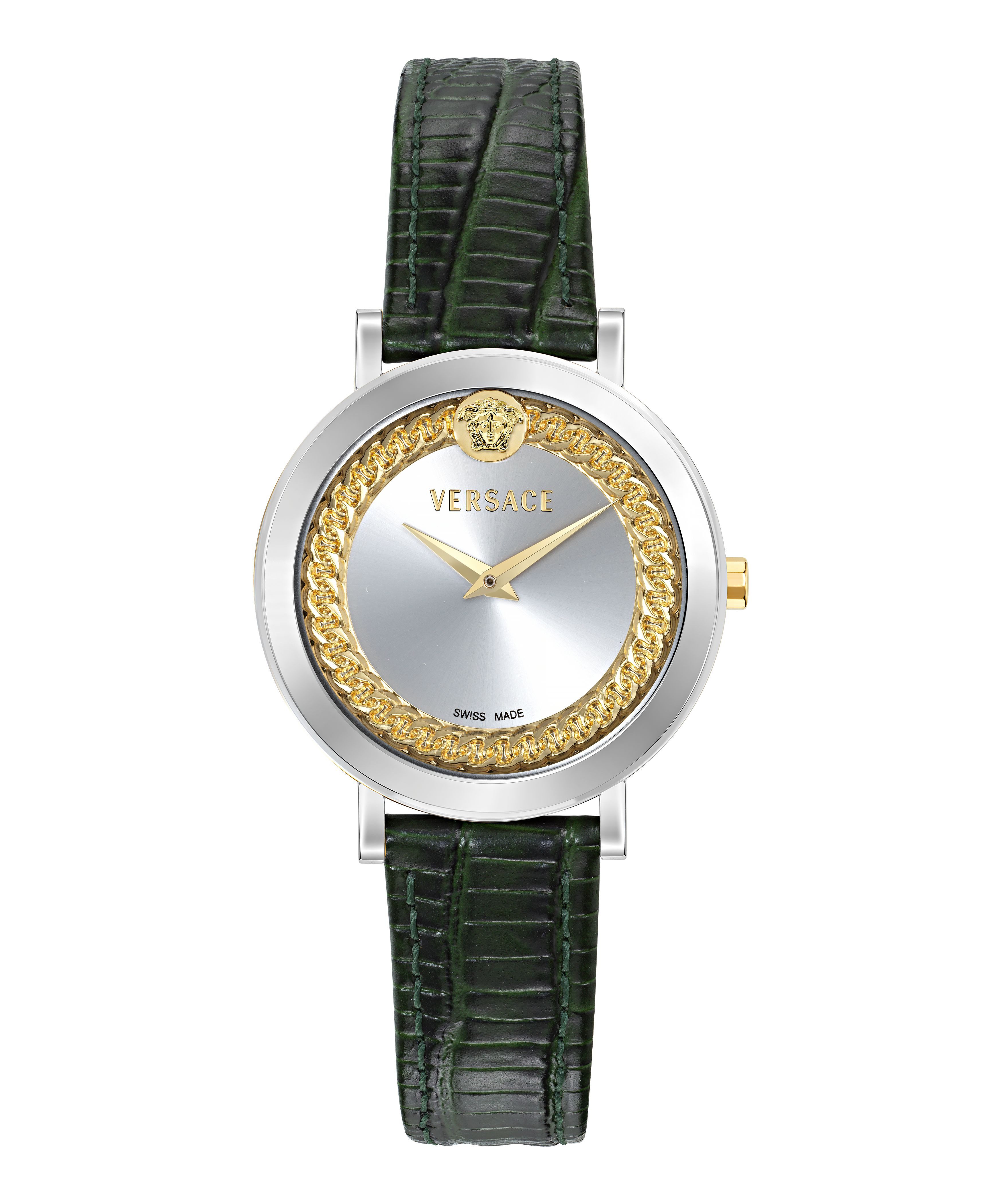 Versace Quarzuhr V-LIBRA VEY700126, Armbanduhr, Damenuhr, Swiss Made, Lederarmband, analog