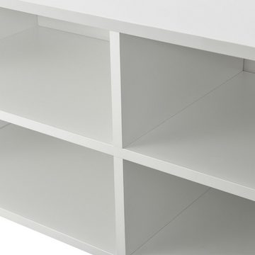 en.casa Lowboard, »Gränne« Rollbares Regal 90x35x41cm Fernsehtisch Flurtisch Weiß