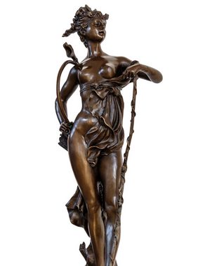 Aubaho Skulptur Bronzeskulptur Diana Jagd Bogen Wildschwein Antik-Stil Bronze Figur St