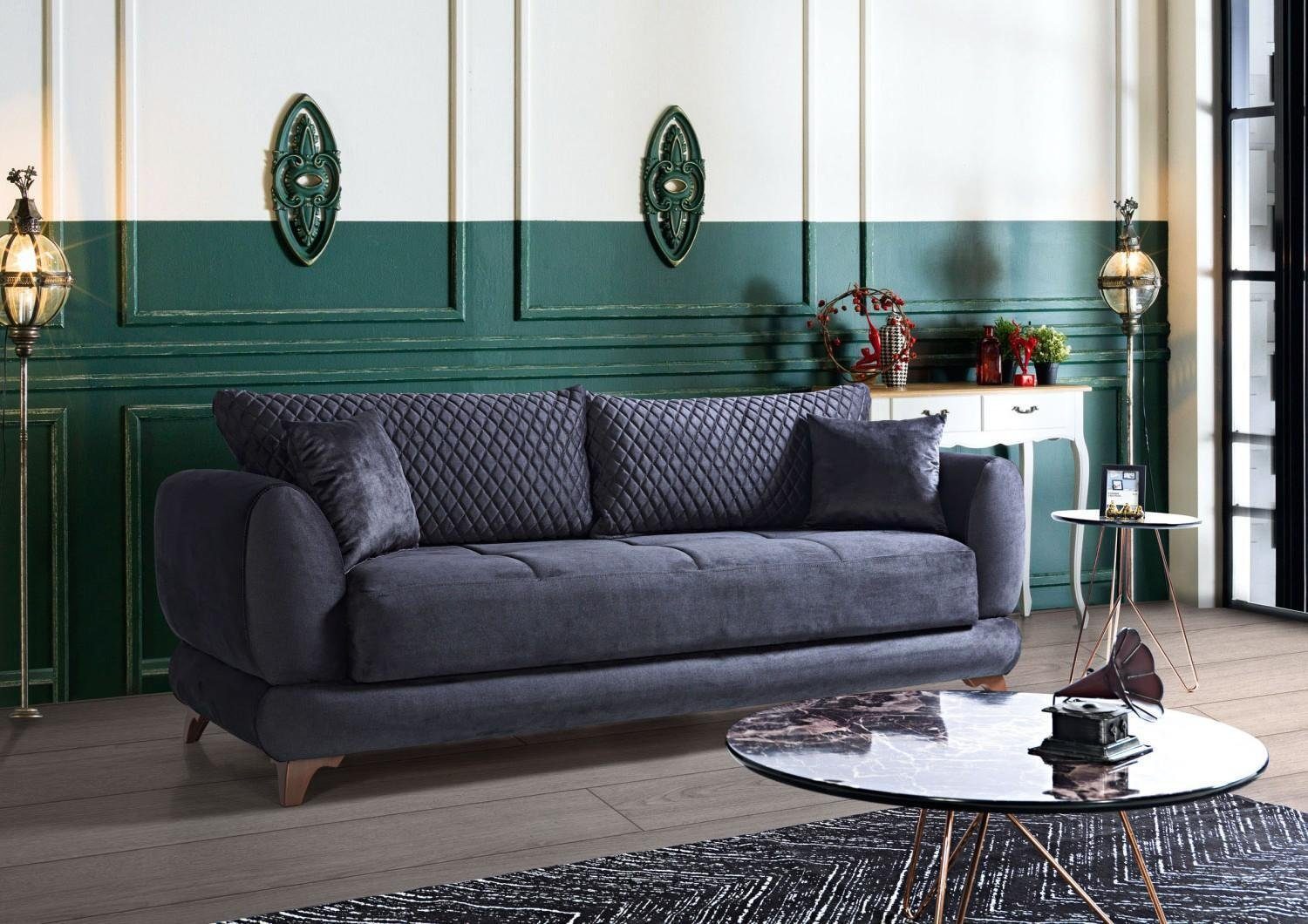 Schlaffunktion Bett mit JVmoebel In Europe Made Textil Dreisitzer Sofas, Klappcouch Sofa Sofa Couch