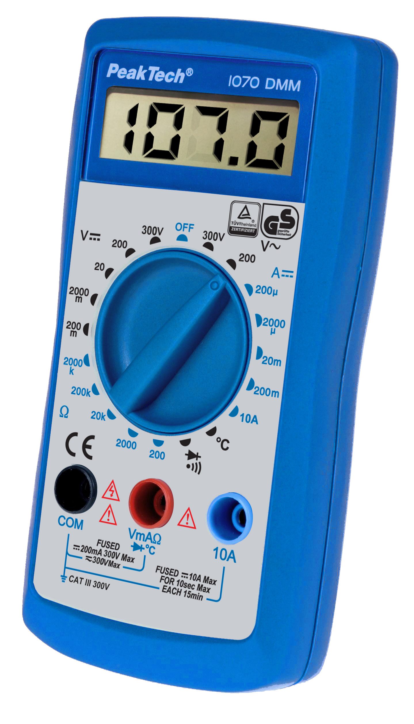 PeakTech Multimeter Digital DMM LCD-Display & Licht, Batterietester