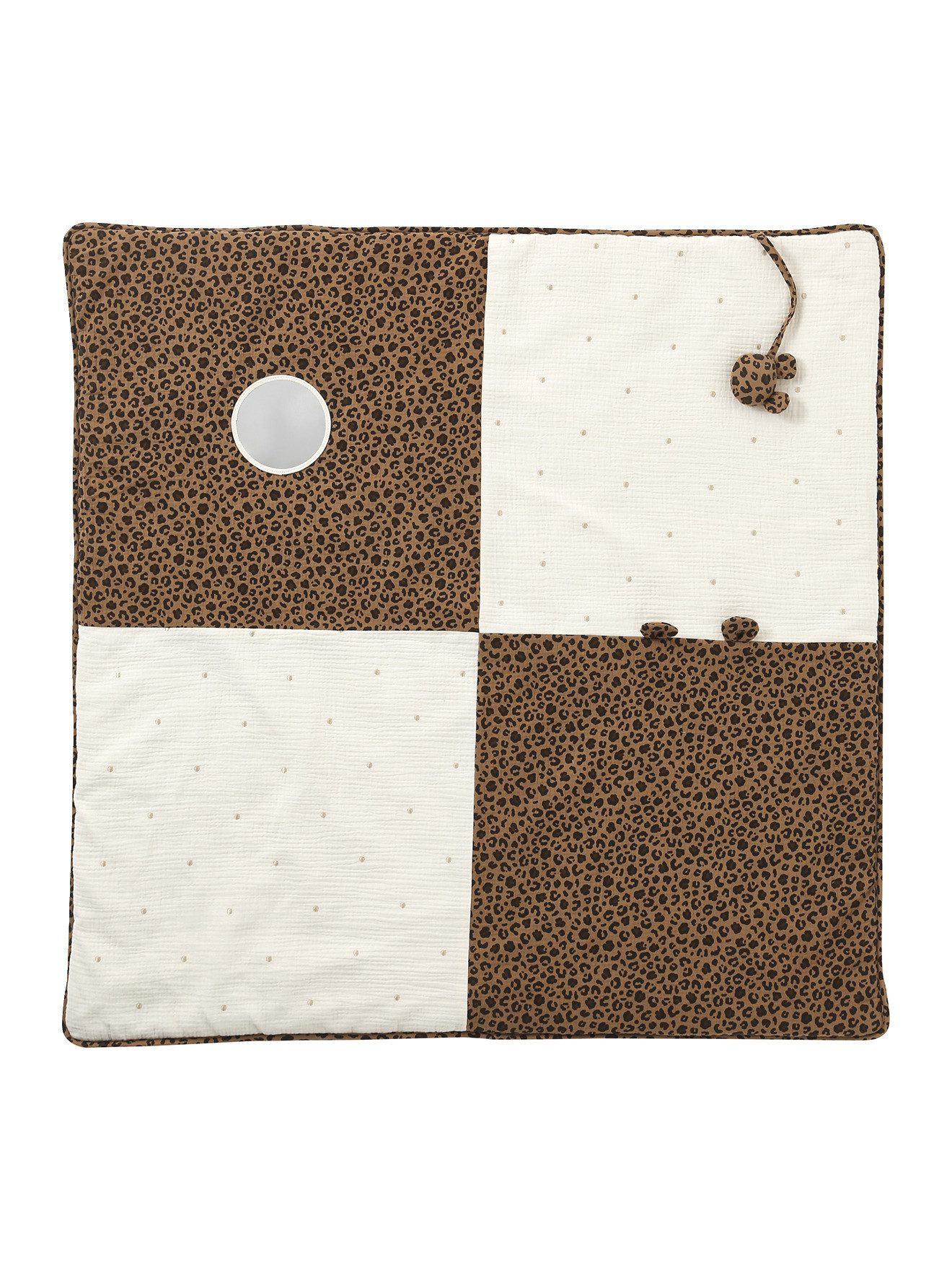 Babydecke Baby Activity-Decke, Envie de Fraise, aus Musselin mit Leo-Print / Gold-Tupfen