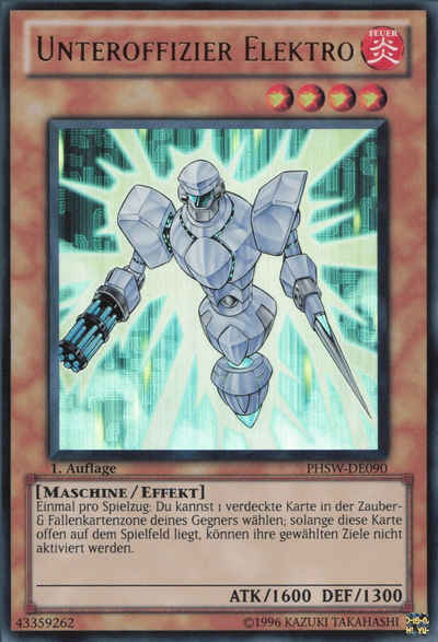 ReCollectibles Sammelkarte YuGiOh Karte Unteroffizier Elektro (V.1) deutsch, Yu-Gi-Oh! Karte PHSW-DE090 Ultra Rare