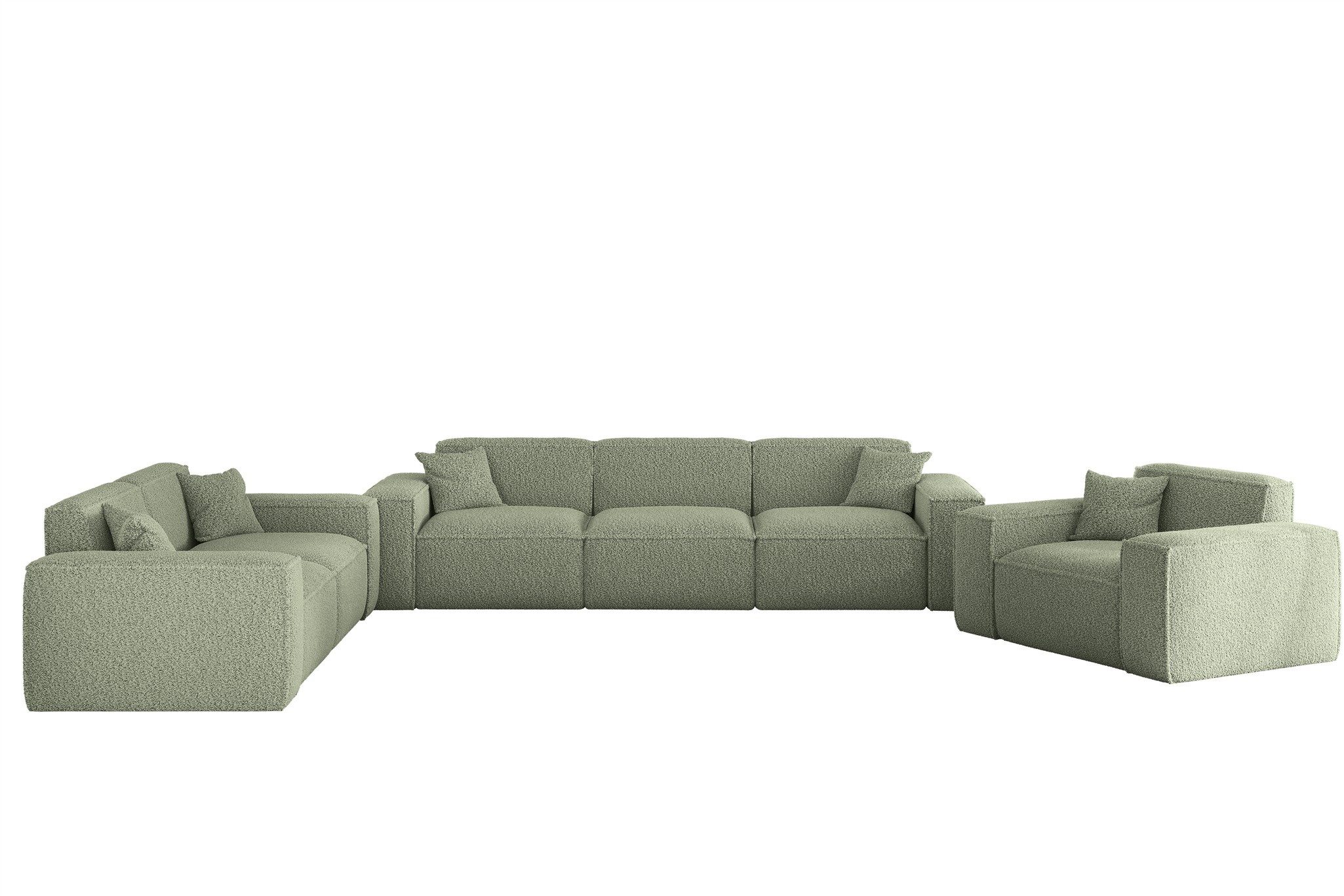 Fun Möbel Polstergarnitur Sofaset Designersofa FUN PEREZ PREMIUM 3-2-1 in Stoff Sven, (Rundumbezug), inkl. 5 Zierkissen