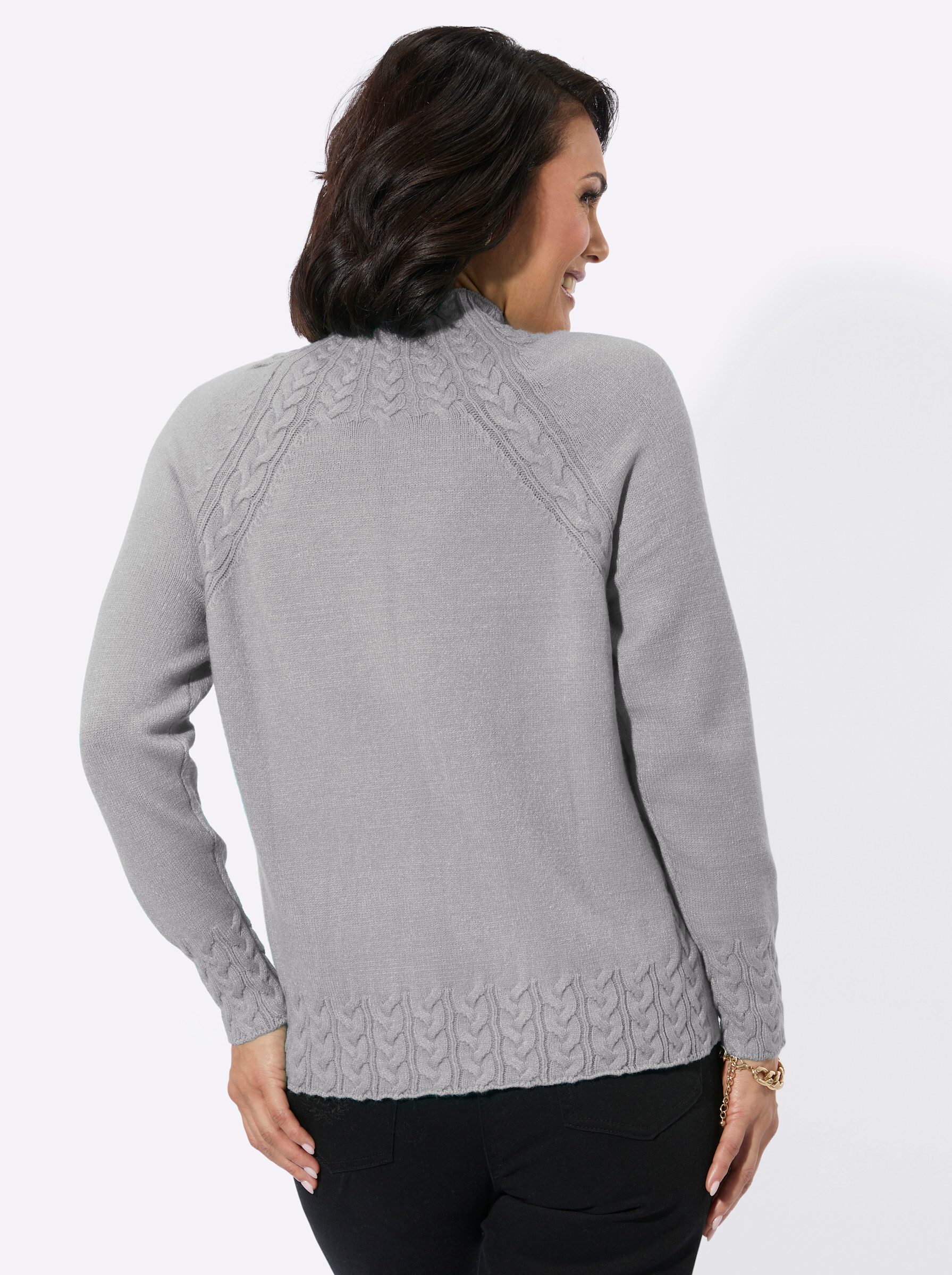 Witt Strickpullover Stehkragen-Pullover Langarm Zopfmuster, Jersey