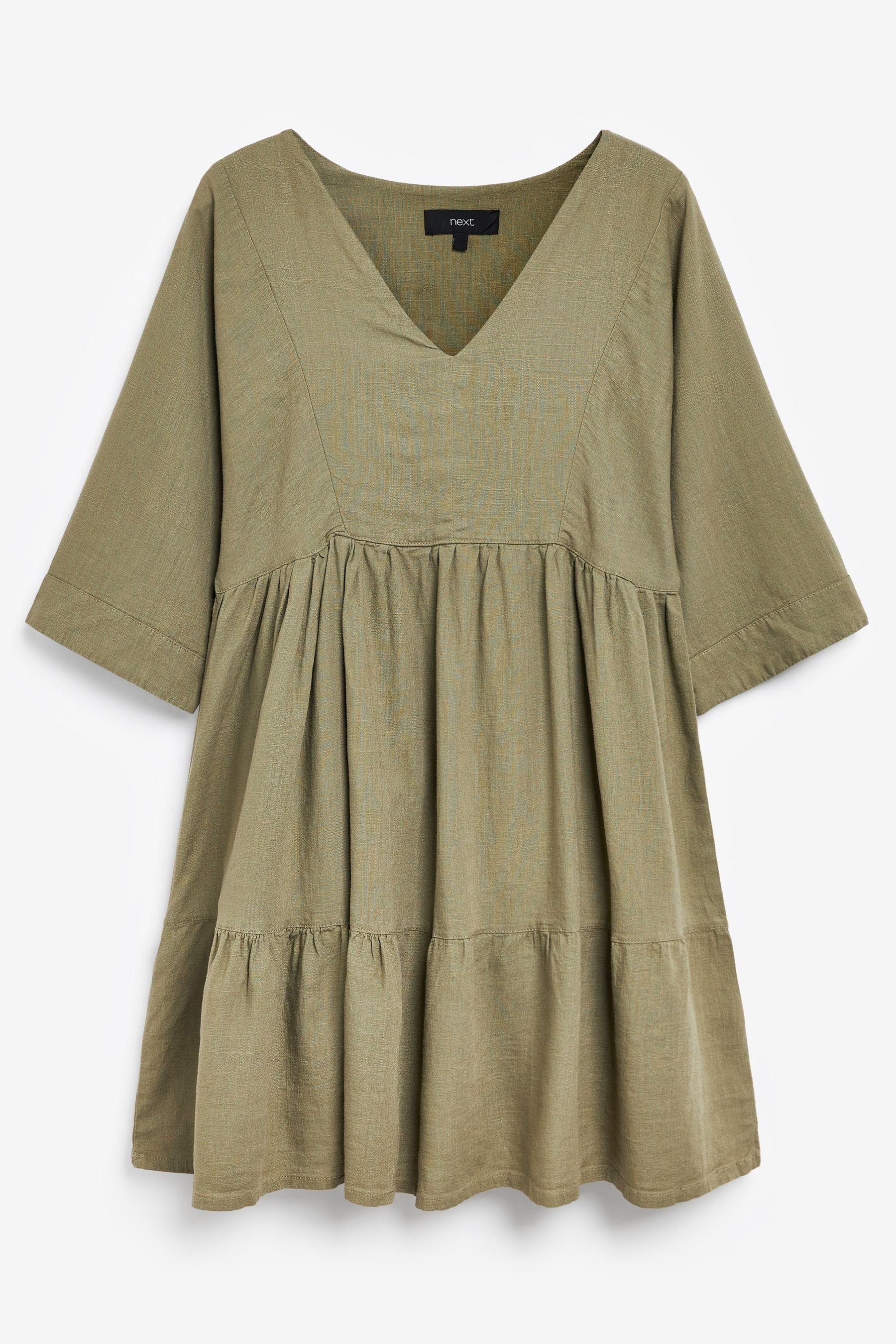 Next Kaftan-Kleid Green Leinenmischung Khaki aus Sommerkleid (1-tlg)