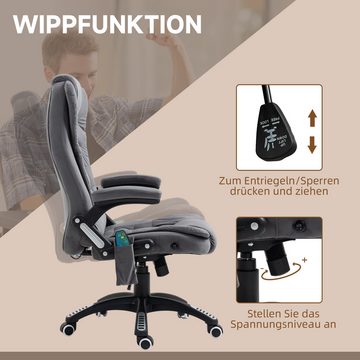 Vinsetto Schreibtischstuhl Bürostuhl mit Wippfunktion, Massagesessel mit Wärmefunktion (Chefsessel, 1 St), 120 kg Belastbar, Dunkelgrau