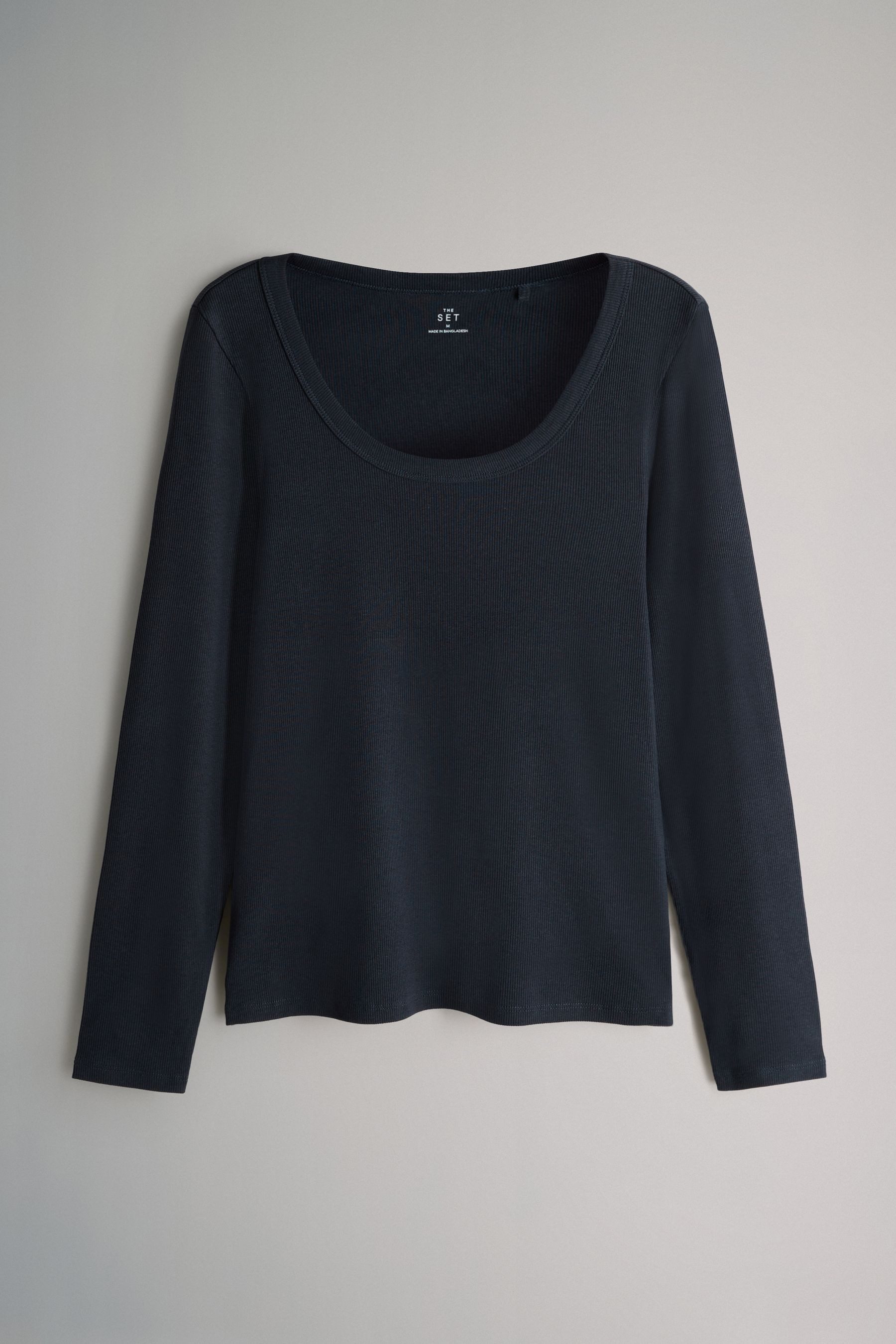 The Set Langarmshirt The Set gerippte Shirts mit U-Ausschnitt, 4er-Pack (4-tlg)