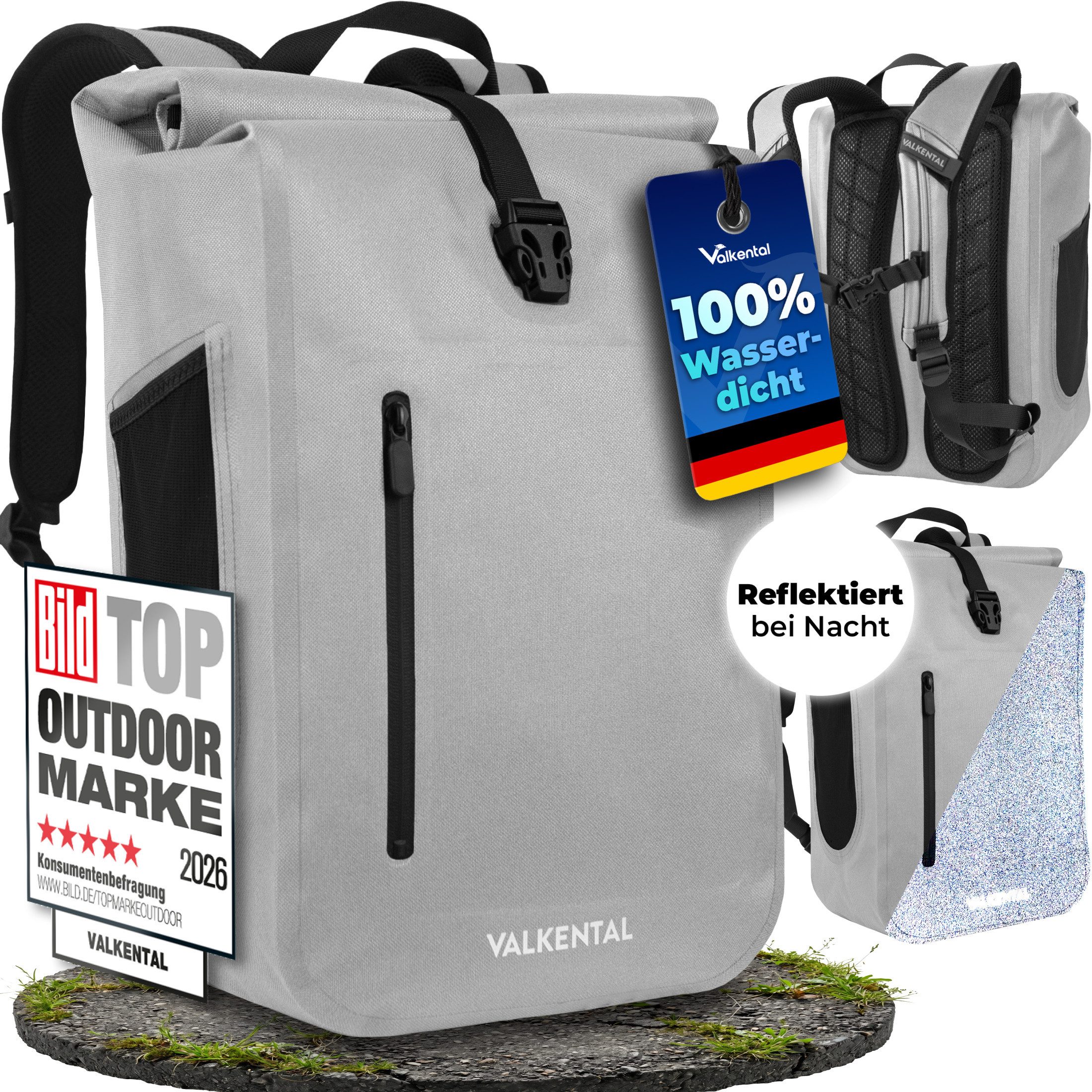 Valkental Tagesrucksack Alltags- & Freizeitrucksack wasserdicht & vollreflektierend 28L
