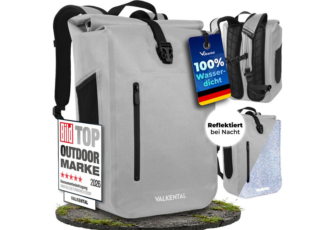 Valkental Tagesrucksack Alltags- & Freizeitrucksack wasserdicht & vollreflektierend 28L