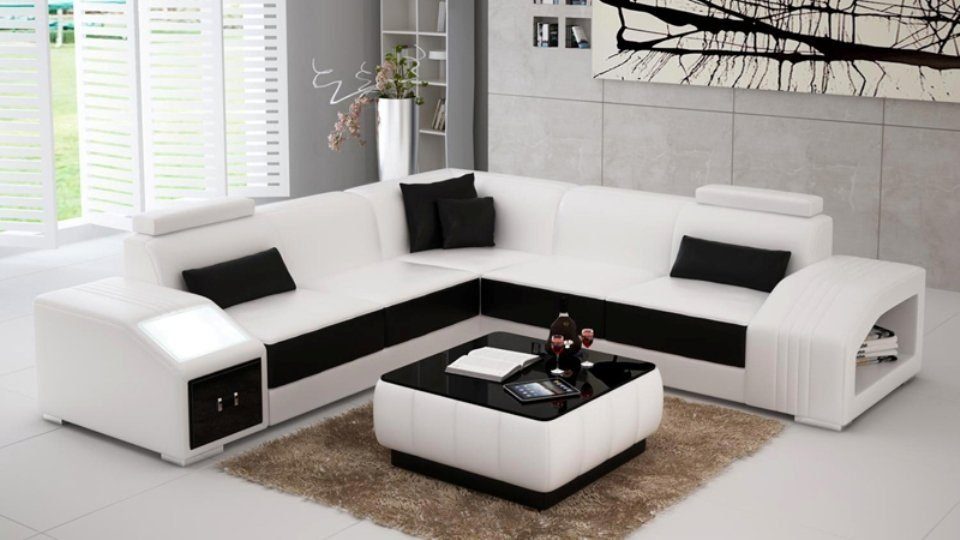 Sofa Wohnlandschaft Ledersofa Couch Design Ecksofa Ecksofa, Modern JVmoebel Eck