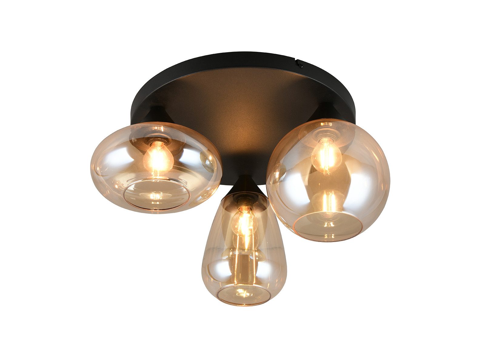 TRIO Leuchten LED Deckenleuchte mit 3 verschiedenen Glas-Kugeln Ø 48,5cm, Dimmfunktion, LED wechselbar, Warmweiß, ausgefallene Deckenlampe für Wohnzimmer inkl. dimmbaren Leuchtmitteln