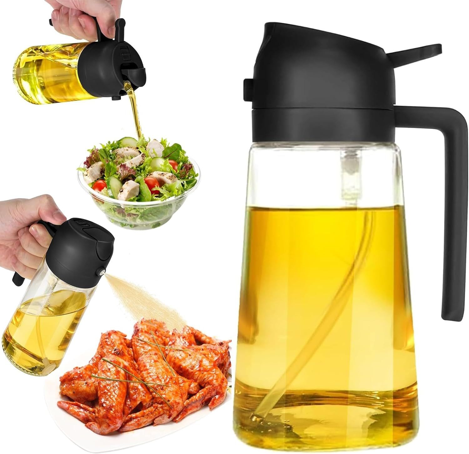 Ölspender Ölspender 2 in 1 Essig 500 ml Speiseöl Sprühflasche und Sprüher