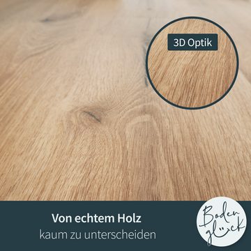 Bodenglück Vinylboden Klick-Vinyl "Eiche Wangerooge", Braun, natürliche Holzoptik mit Trittschalldämmung, 1210 x 228 x 5 mm, Paketpreis für 2,21m², TÜV geprüft