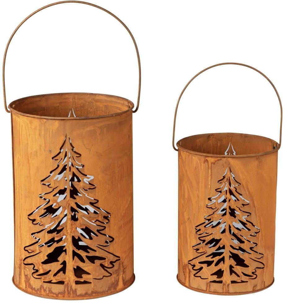 Schneider Windlicht (Set, 2 St), mit TannenbaumMotiv, Höhe 30 und 24