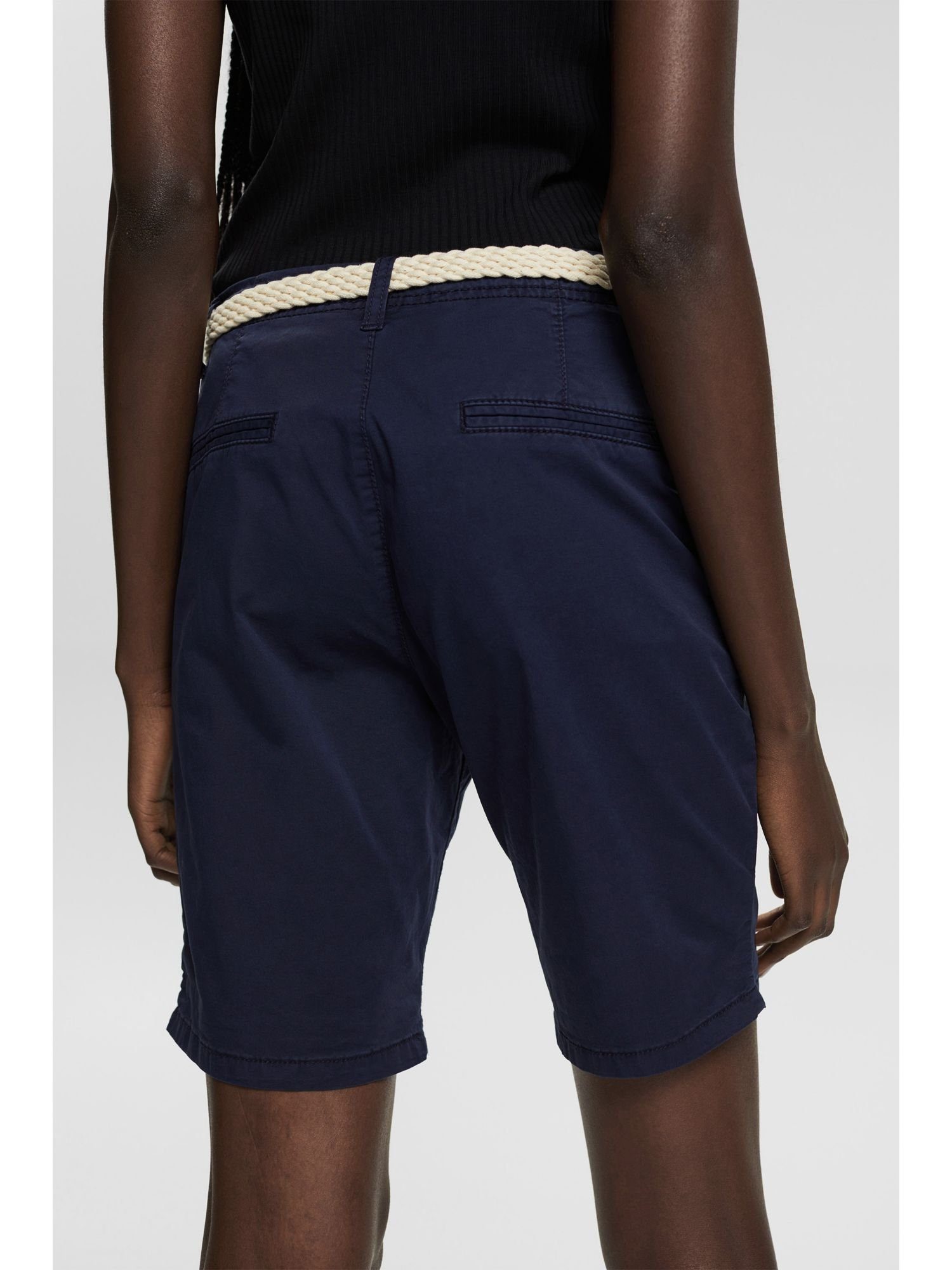Esprit Shorts Shorts mit Flechtgürtel NAVY (1-tlg)
