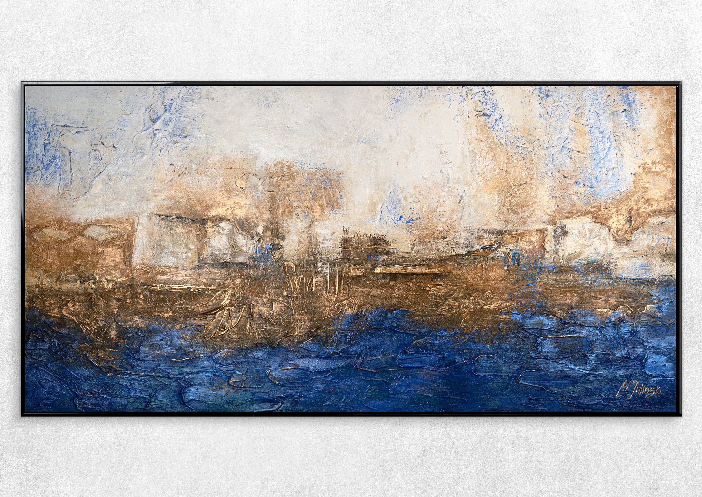 YS-Art Gemälde Marine, Abstrakte Bilder, Gold günstig online kaufen
