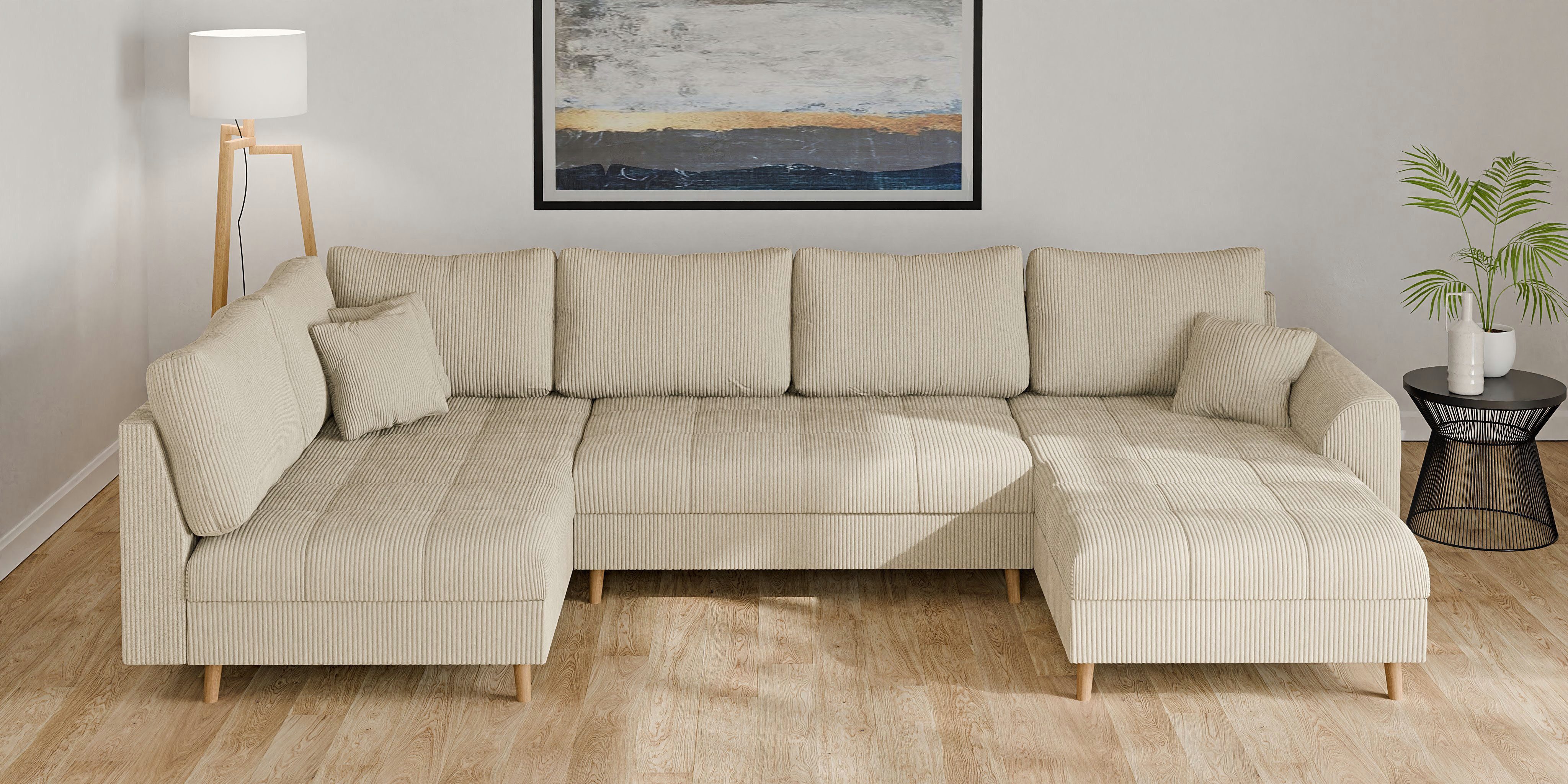 Home affaire Wohnlandschaft "CHARRE U-Form mit Ottomane, Maße B/T/H: 310/16 günstig online kaufen