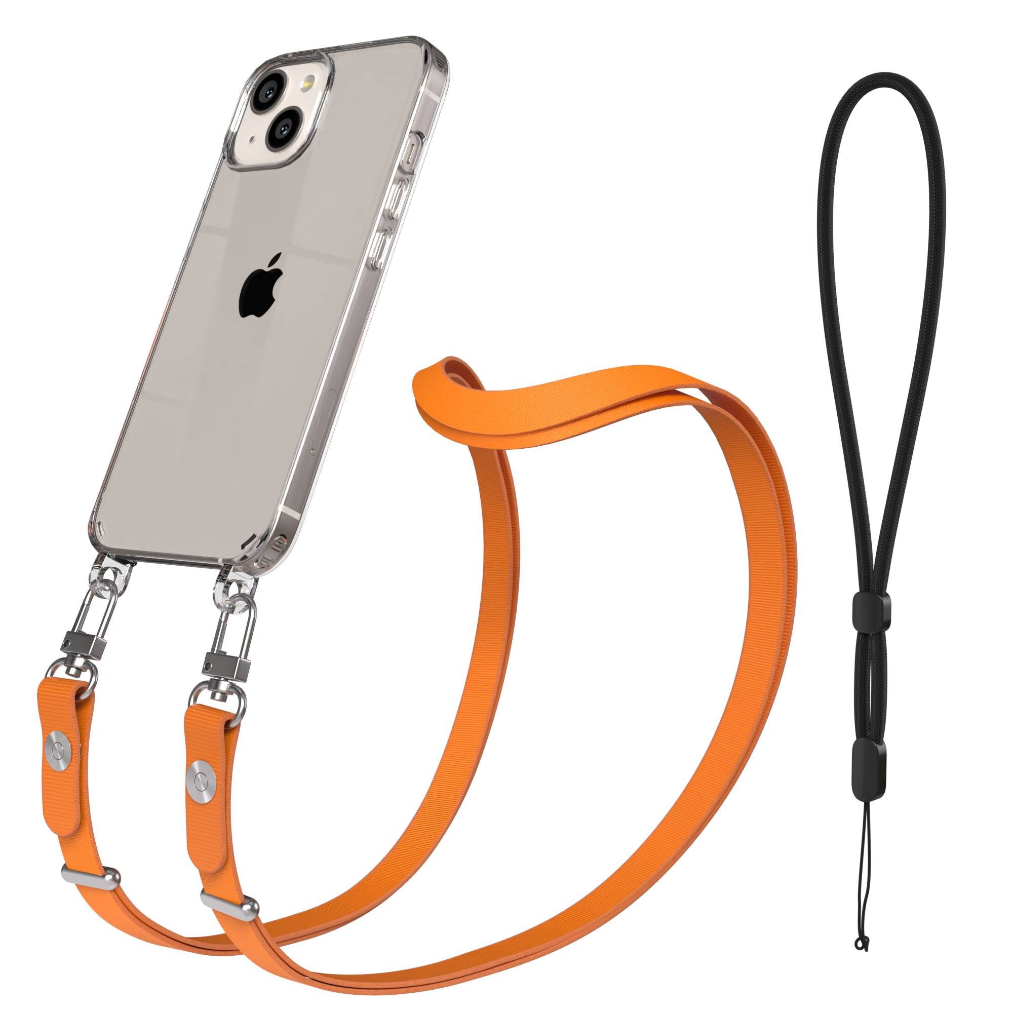 EAZY CASE Handykette für Apple iPhone 13 Handyhülle mit Handyband magnetisch, Handyband in Orange mit Magnetverschluss und 2x2 Connectoren