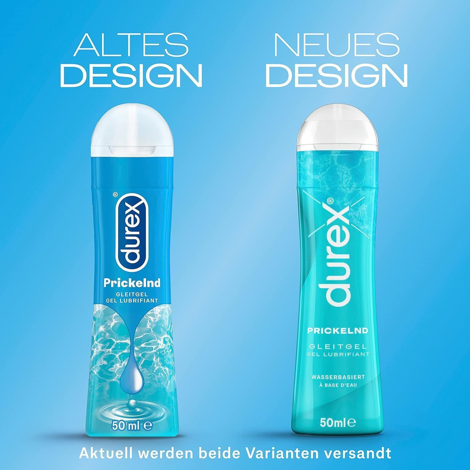 durex Gleitgel Play - Feel & Prickelnd (2 x 50ml), Ausprobierpaket für Sie und Ihn, 2-tlg., Kondom geeignet & Sex Toy kompatibel